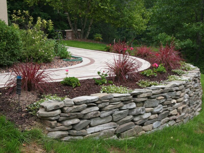 Landscape Design with stone wall